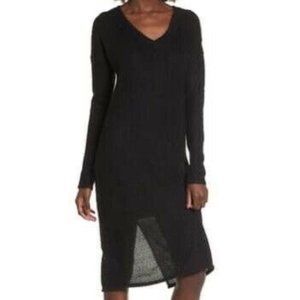 Socialite Fuzzy Sweater Midi Dress Black Size XL